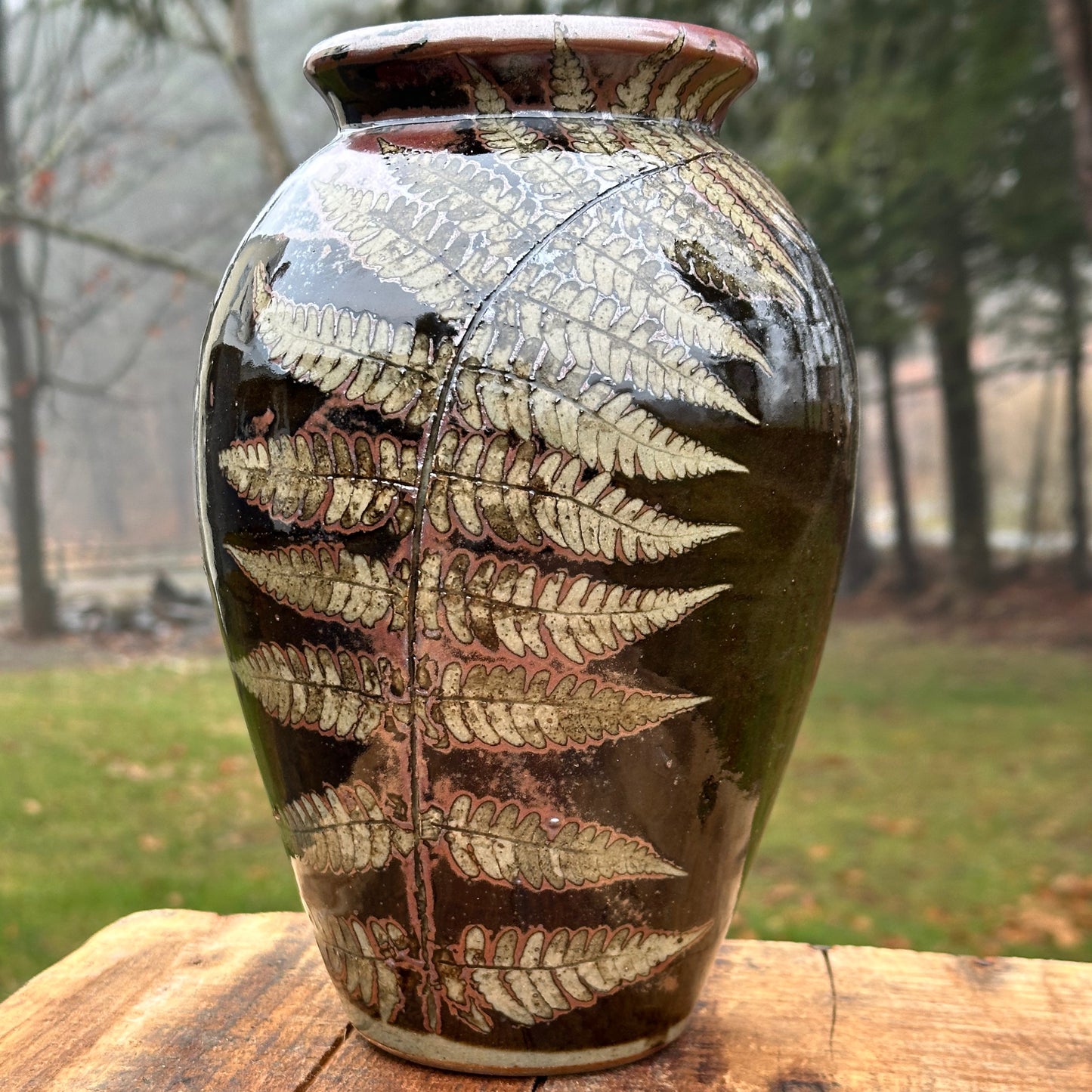 Fern Black Slip Vase