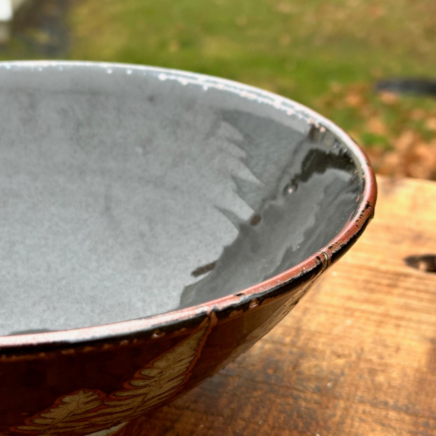 Fern Black Slip Medium Serving Bowl