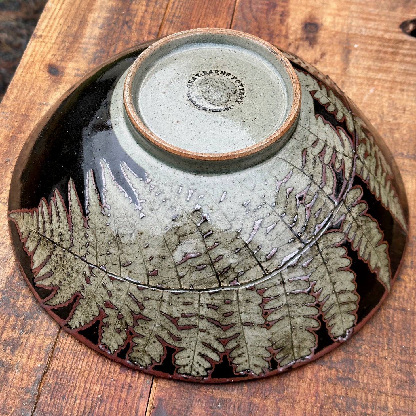Fern Black Slip Medium Serving Bowl