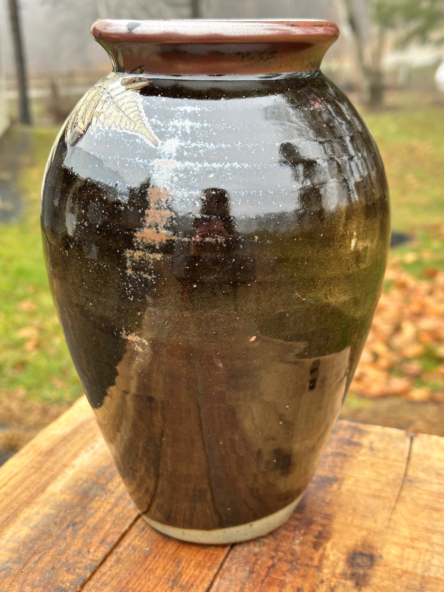 Fern Black Slip Vase
