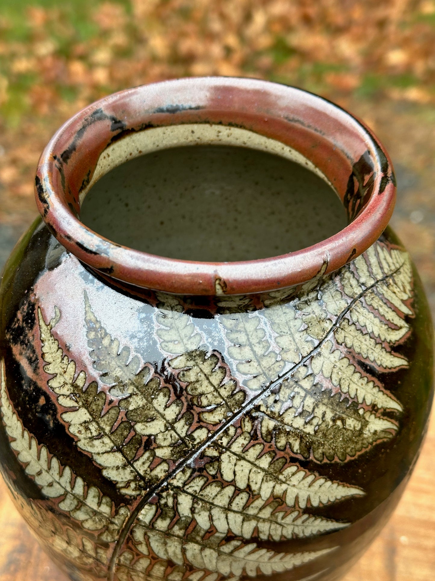 Fern Black Slip Vase