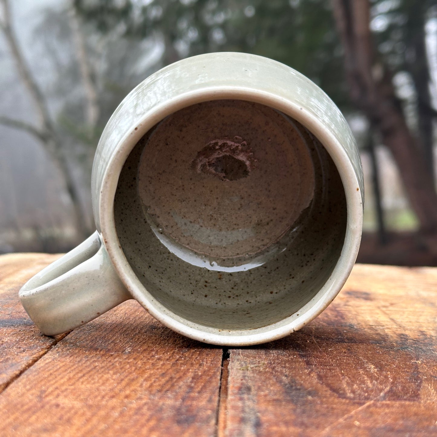 Maple Leaf Celadon Slipware Angle Mug
