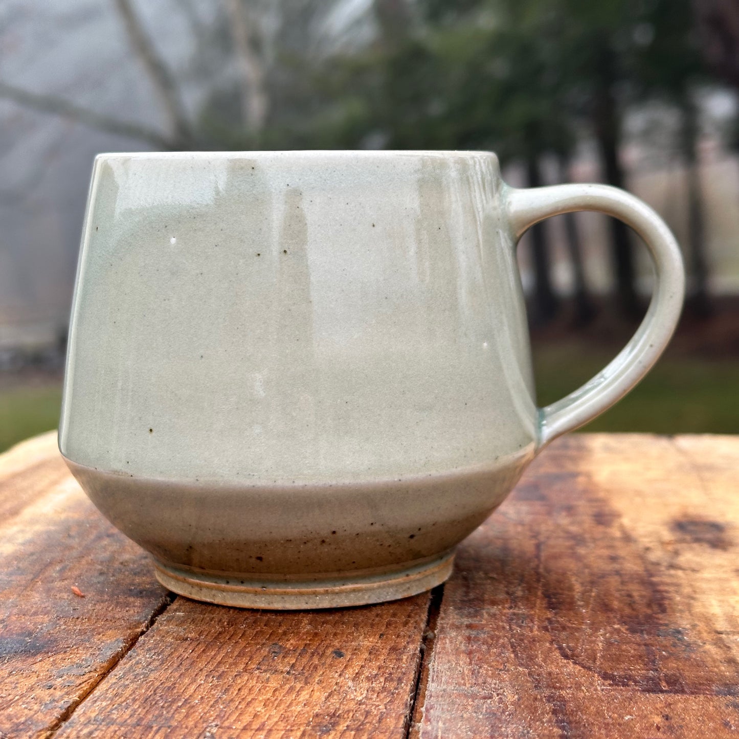 Goldenrod Celadon Slipware Angle Mug