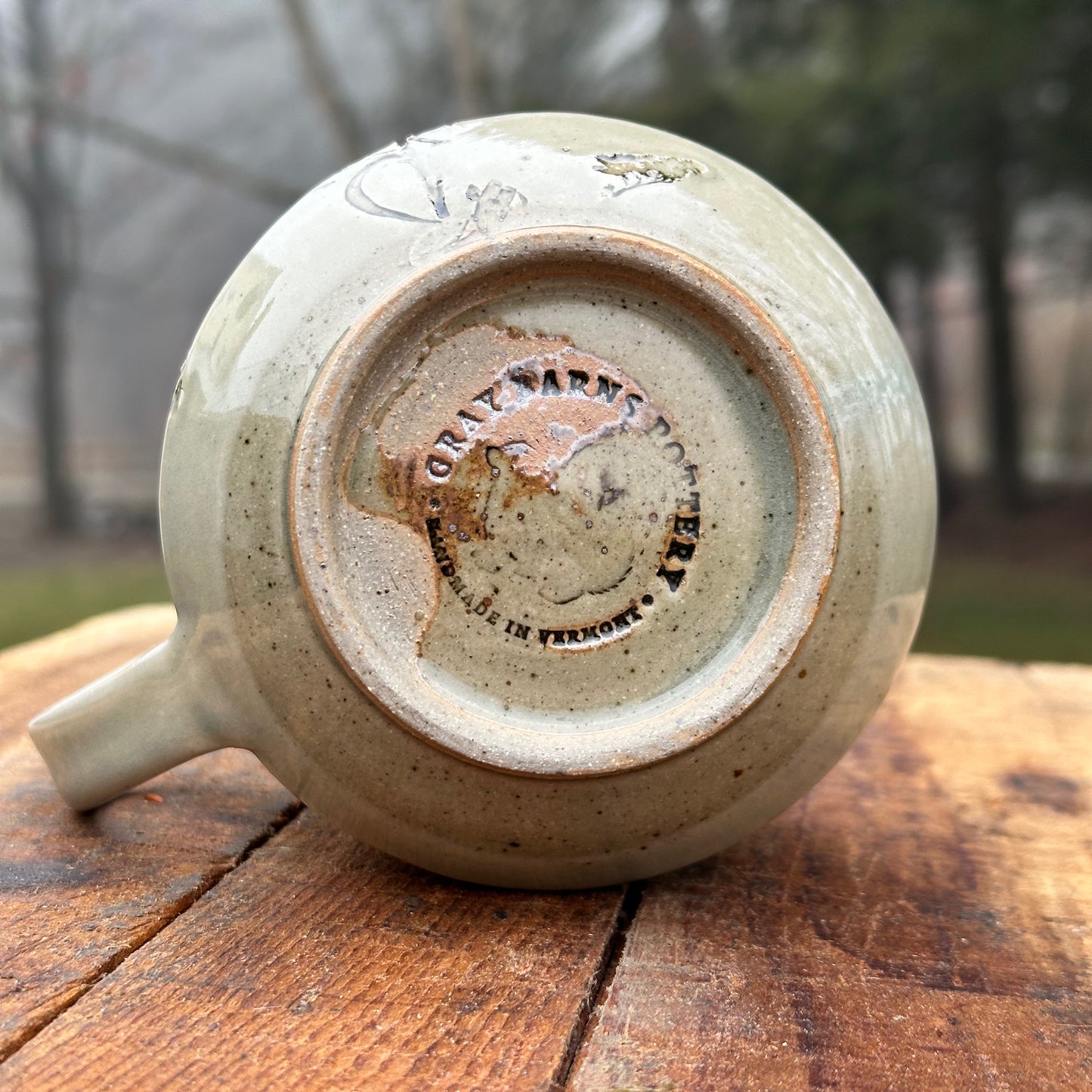 Goldenrod Celadon Slipware Angle Mug