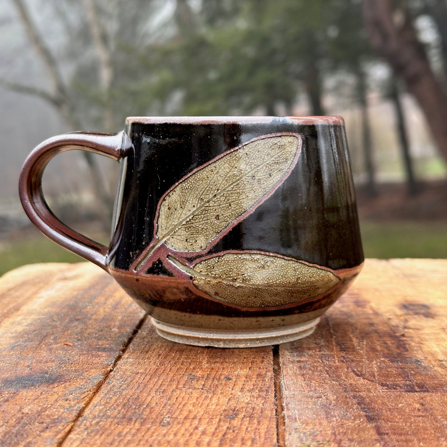 Sage Black Slipware Angle Mug