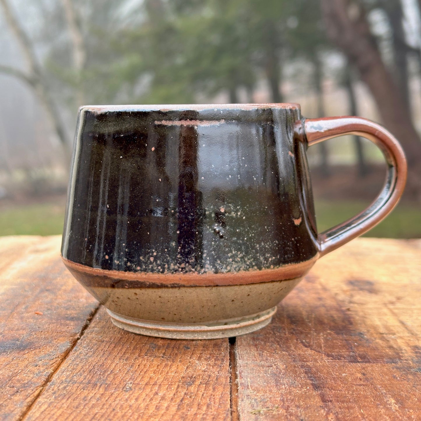 Sage Black Slipware Angle Mug