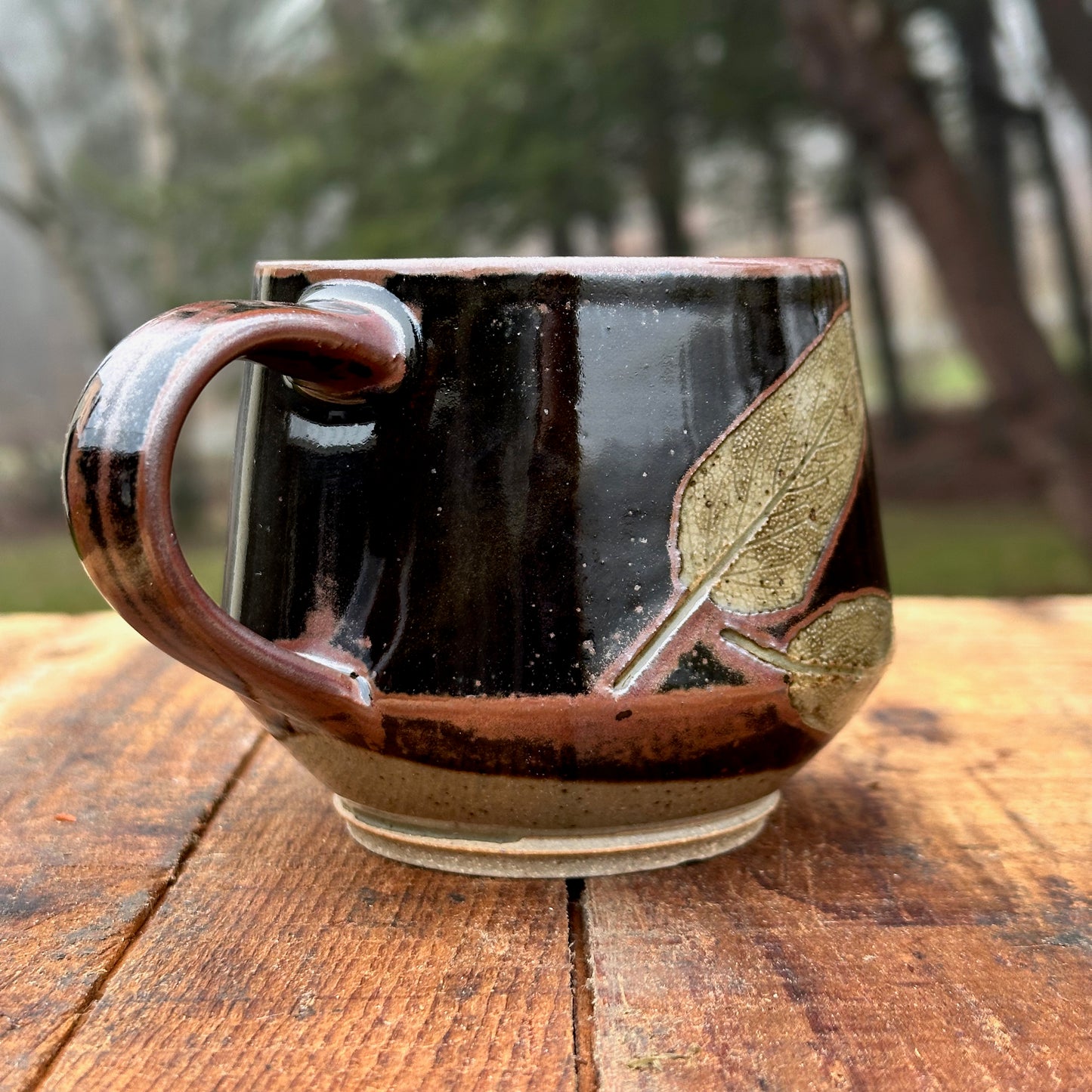 Sage Black Slipware Angle Mug