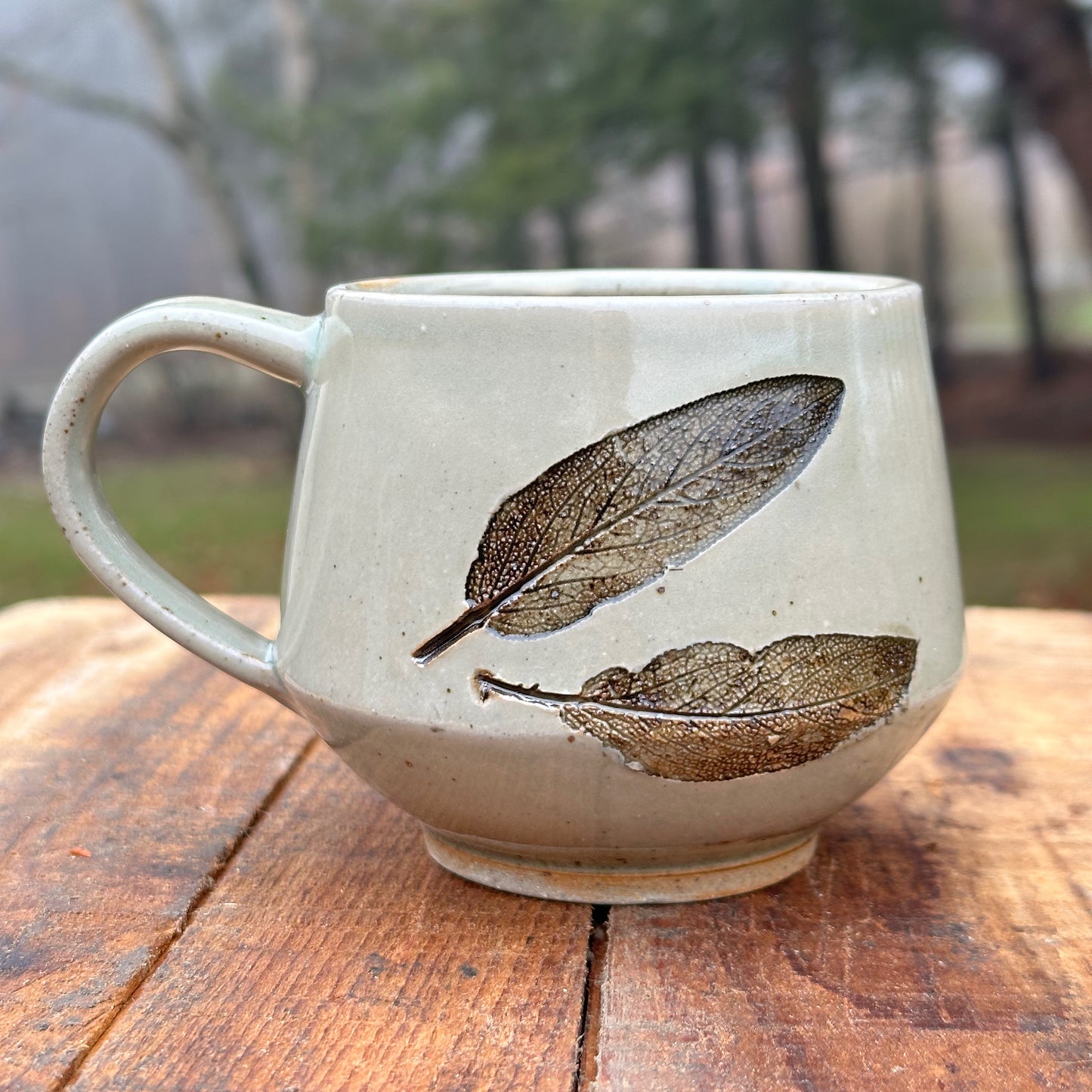Sage Celadon Slipware Angle Mug