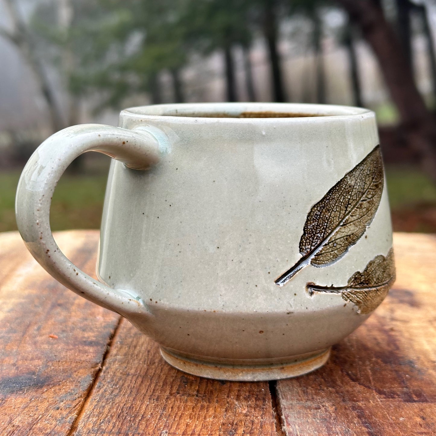 Sage Celadon Slipware Angle Mug
