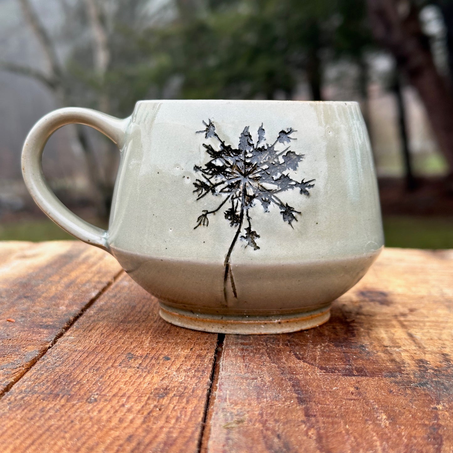 Queen Anne's Lace Celadon Angle Mug